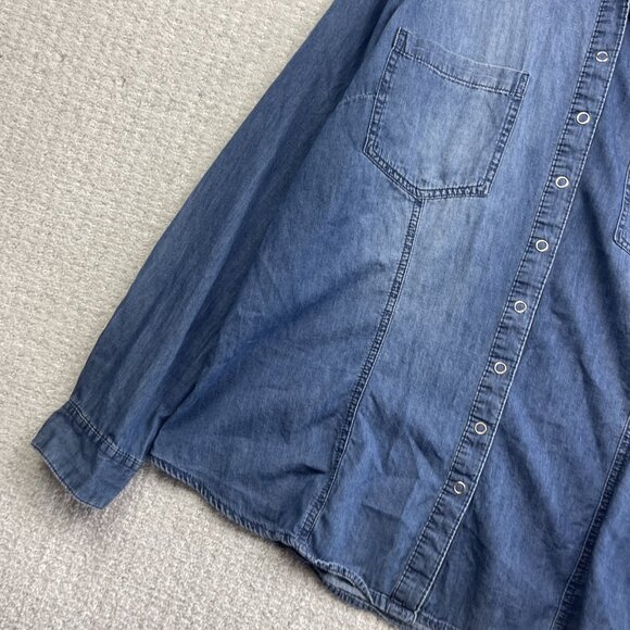 Blue Crush Lumberjack Camp Denim Snap Button Up Shirt Wom Sz XL Western Cowboy - Picture 3 of 11